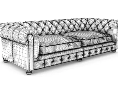 Sofa 04 - Vintage Leather Chesterfield sofa 3D model