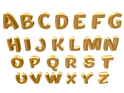 Golden Balloons Alphabet Letters High Poly 3D model