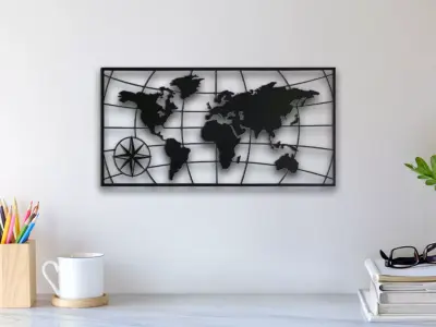 World Map Wall Art 3D print model