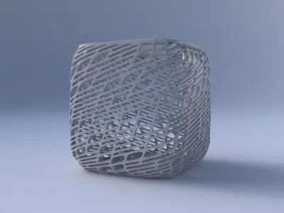 Vase quadratic stumpy with twisted lattice tiles 3D print model