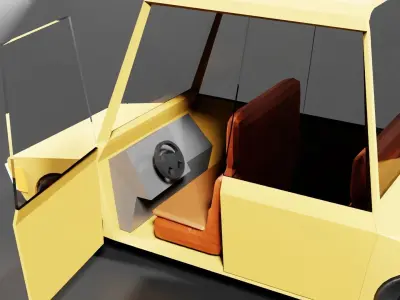 lowpoly mini yellow car  Low-poly 3D model