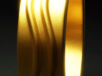Elegant Gold Wave Band - Minimalist Jewelry 3D Print Model 3D print model