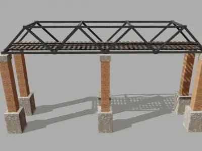 Train Bridge - Iron - Ponte de Trem Low-poly 3D model