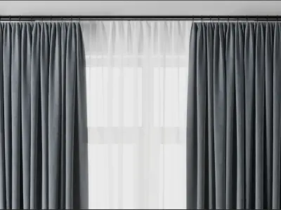 curtain with rod 02 Low-poly 3D model