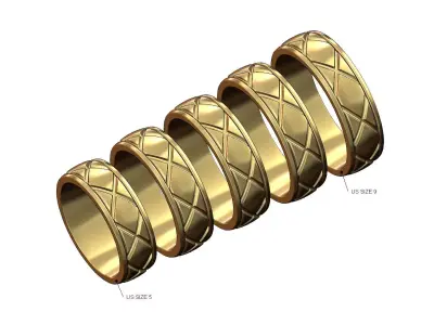 Cross diamond engraving cigar band US sizes 5to9 3D print model