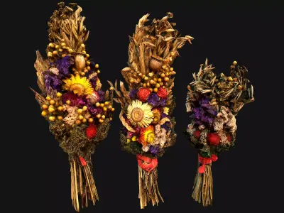 Herbarium Bouquet of Flowers and Herbs Alchemist Witch Set  3D Model Collection