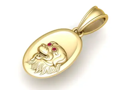 gold dog pendant 3D printable model  3D print model