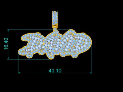 Custom Diamond Name Pendant DAVID 3D print model