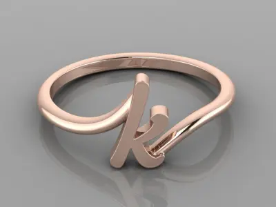 Alphabet Ring K 3D print model