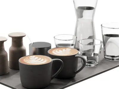134 eat and drinks decor set 04 coffee and water 04 3D model