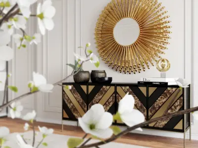 Cabinet with decor set by KOKET 3D model