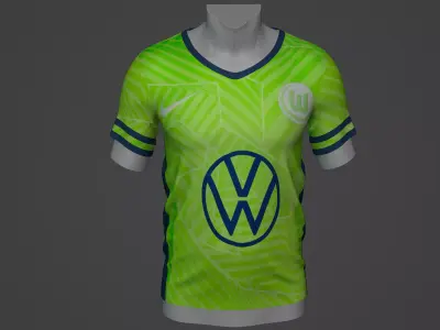 Wolfsburg Football Jersey T-Shirt - Soccer Kit Low-poly 3D model