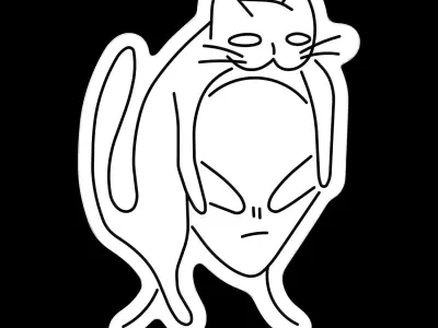 Alien Cat Neon Sign 3D model