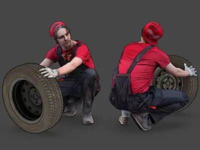 Stylized Car Mechanic Character 3D model