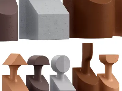 Elysian sculpture with 3 materials 3D model