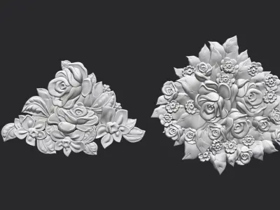 Bouquet of roses bas relief 3D print model