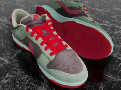 NIKE DUNK 3D SHOES - RED Low-poly 3D model