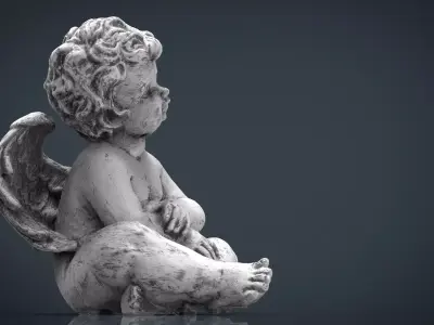Angel statue of baby Low-poly 3D model