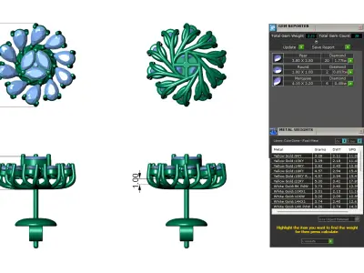 Marquise Cluster Diamond With Pear Diamond flower Stud 3D print model