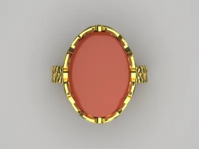 Luxury yellow gold ring with agate stone model gr0118 3D print model