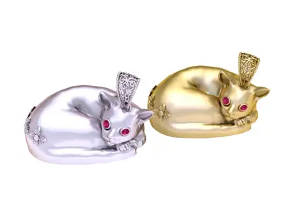 Sleeping Royal Cat Pendant     3D print model