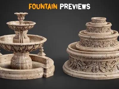 10 Ornamental Fountain Base Mesh   Vol 15 Low-poly 3D model