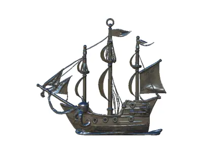 pirate ship and octopus pendant 3D print model