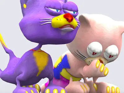 3DRT - Toonpets Cats Low-poly 3D model