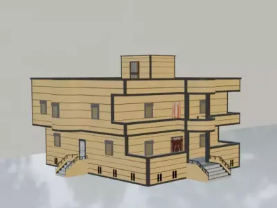 luxury villa Low-poly 3D model