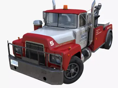 Vintage tow truck Low-poly 3D model