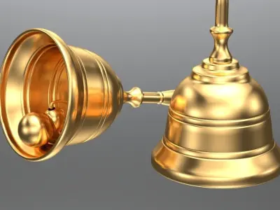 Gold Bell with Handle Free 3D model