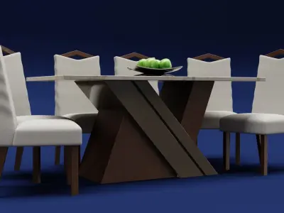 Modern Wood Table 6 seats 3D model