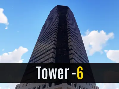 Tower - 6 tall building in minecraft Low-poly 3D model