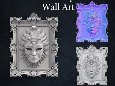 Venetian Baroque Mask Wall Art 3D print model
