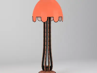 Art Deco Amsterdam School Batik Decoration Wooden Floor Lamp 3D model
