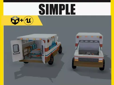Low Poly Simple Ambulance Car  3D model