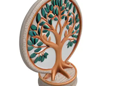 Elegant Tree of Life Sculpture Low-poly 3D model