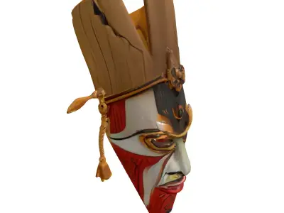 Ancient Tribal Wood Mask Low-poly 3D model