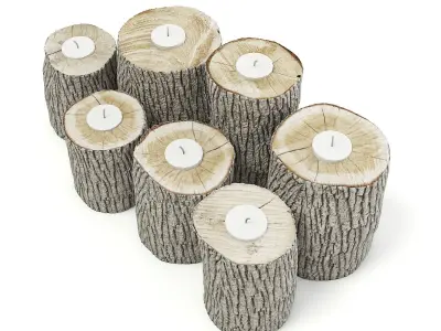Wood Logs Candlesticks 3D model