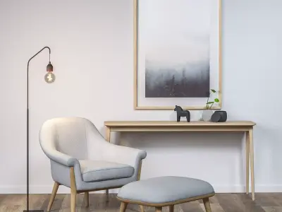 Scandinavian Armchair Set  3D model