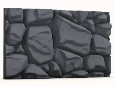 Fractured Basalt Rock Wall 3D model