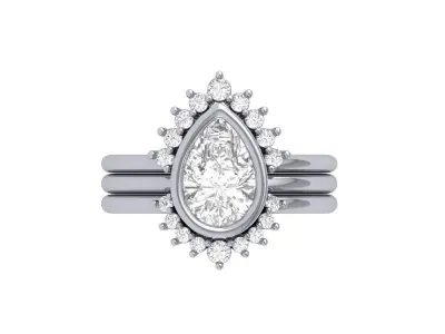 Pear SolitaireArt Deco Ring 3D print model