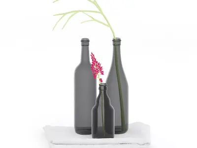 Towels and Black Bottles 3D model