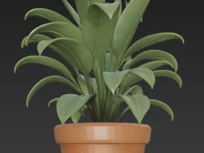 Potted Indoor Plant Decorative Greenery 3D Model Free 3D model