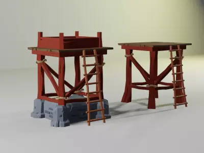 Tower Medieval Free low-poly 3D model