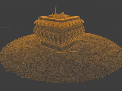 Photorealistic 3D scan of concrete abandoned empty planter Low-poly 3D model