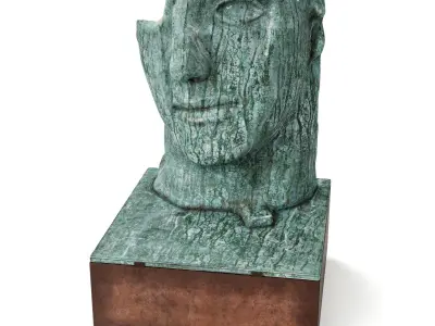 Face sculpture bronze outdoor Low-poly 3D model