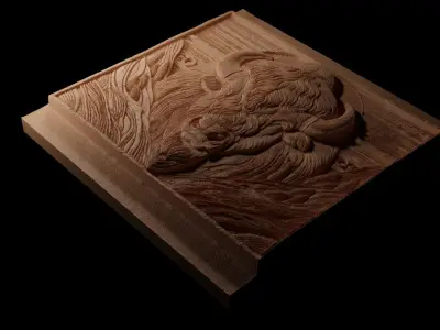 American Bison CNC 3d Print High Relief Sand Casting 3D print model