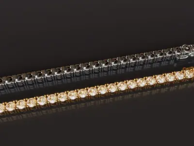 Tennis Bracelet 3D Model  For 4mm Stones   3D print model