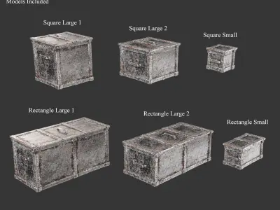 Medieval Containers Metal Crates Low-poly 3D model
